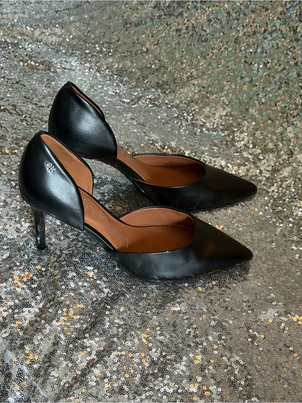 Calvin Klein Black D'Orsay Pointed-Toe Pumps